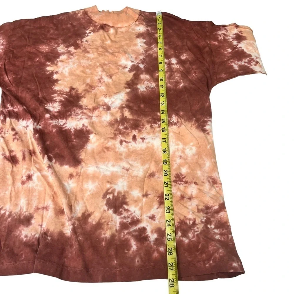 We The Free People Tie Dye Mock Neck Long Sleeve Shirt XS Orange Rose